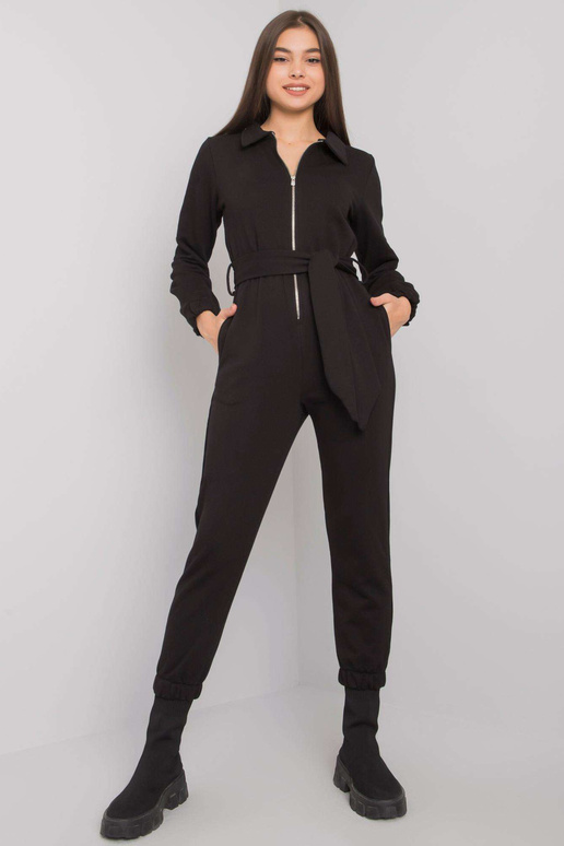 Černý bavlněný overal s páskem Marin Černý bavlněný overal s páskem Marin