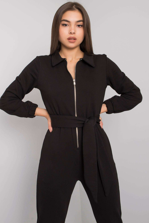 Černý bavlněný overal s páskem Marin Černý bavlněný overal s páskem Marin