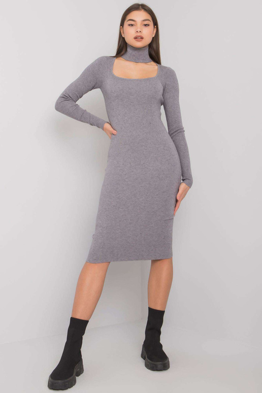 Šedé šaty Edda OCH BELLA s rolákem