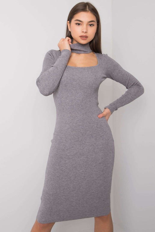 Šedé šaty Edda OCH BELLA s rolákem