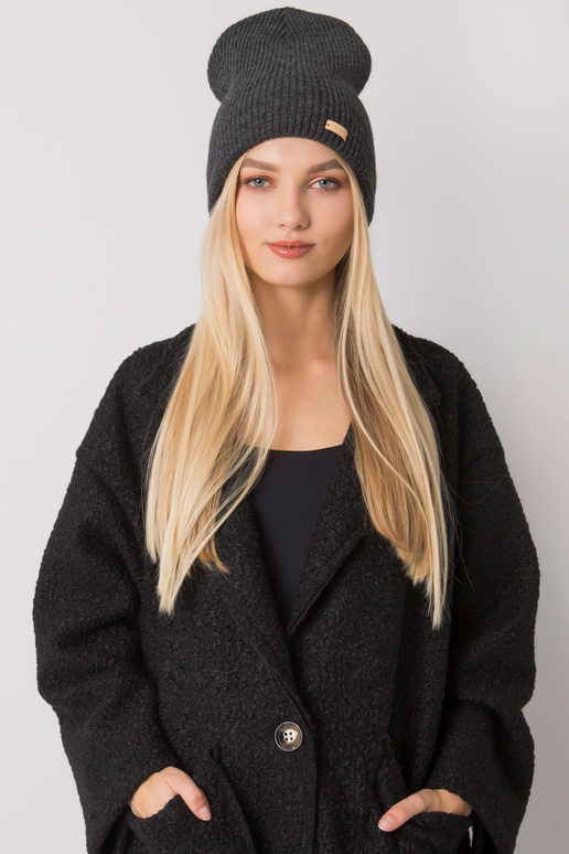 Tmavě šedá pletená čepice RUE PARIS