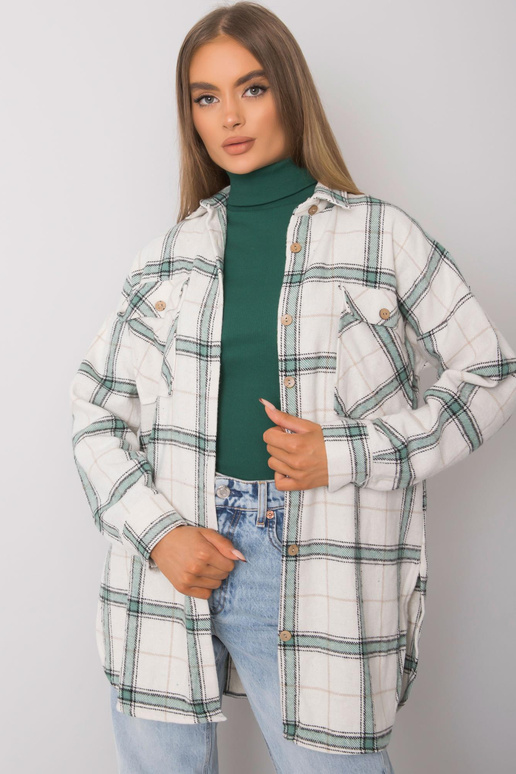 Béžová a zelená dámská kostkovaná...