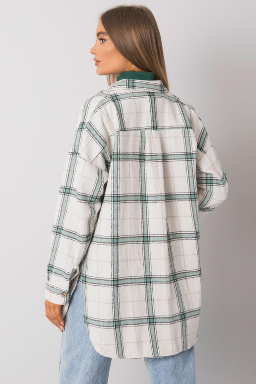 Béžová a zelená dámská kostkovaná...