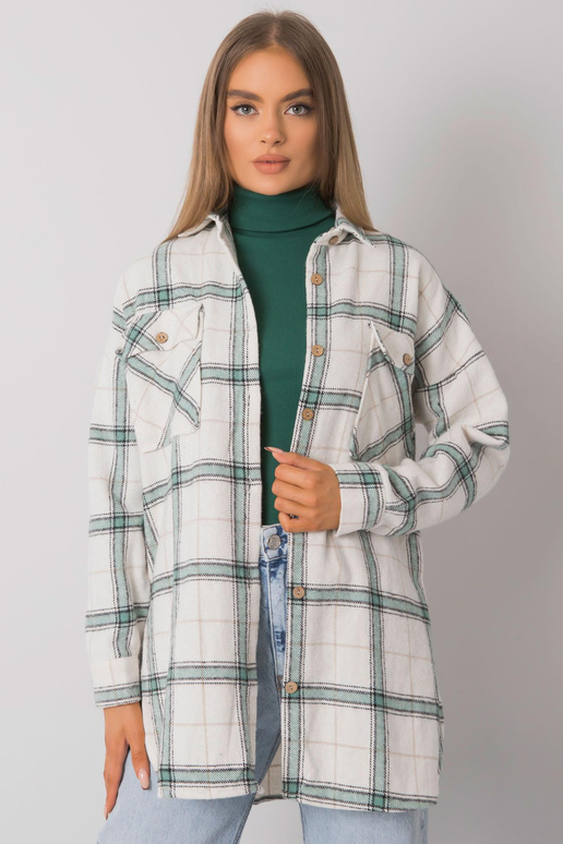 Béžová a zelená dámská kostkovaná...