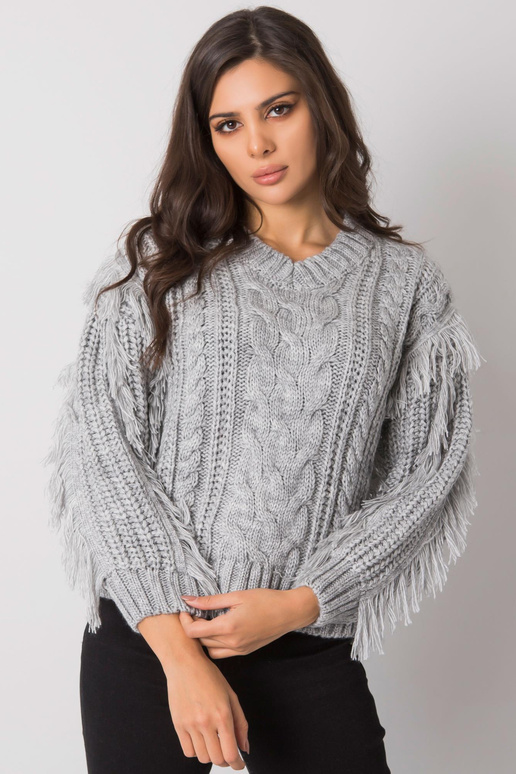 Šedý svetr s copánky Oregon RUE PARIS