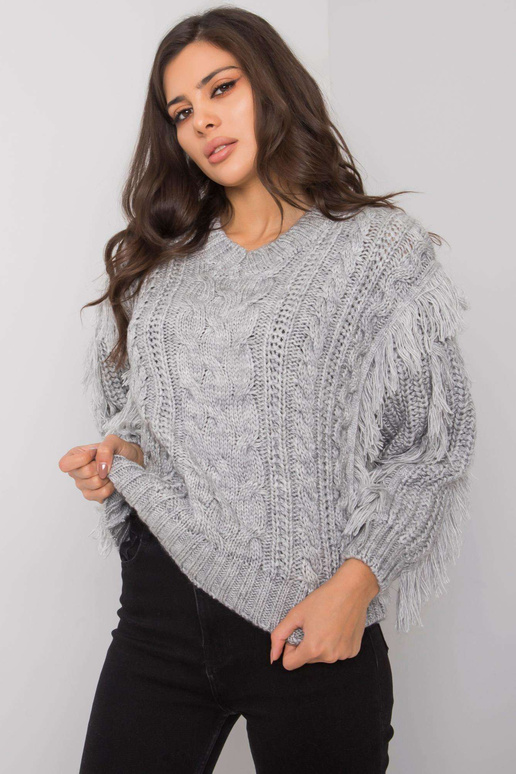 Šedý svetr s copánky Oregon RUE PARIS