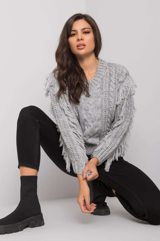 Šedý svetr s copánky Oregon RUE PARIS