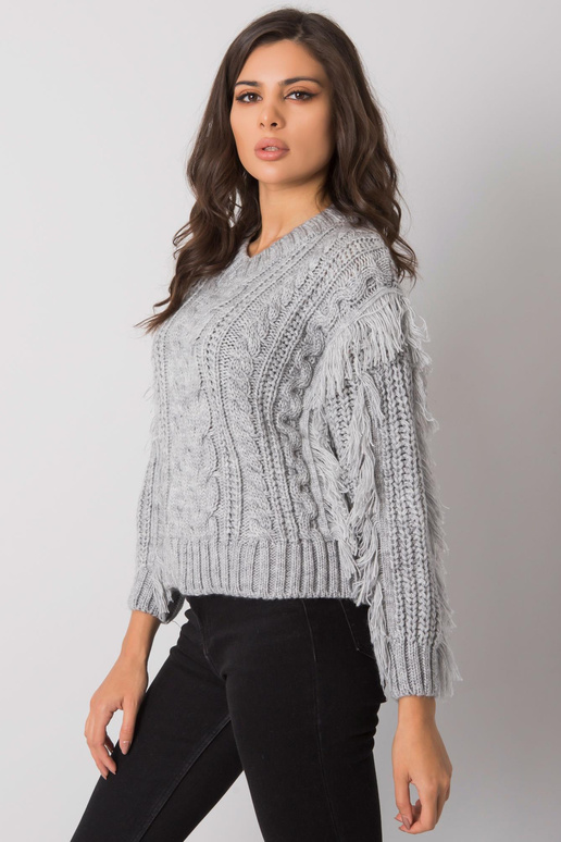 Šedý svetr s copánky Oregon RUE PARIS