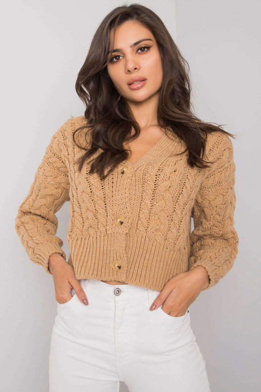 Velbloudí svetr na knoflíky s copánky...