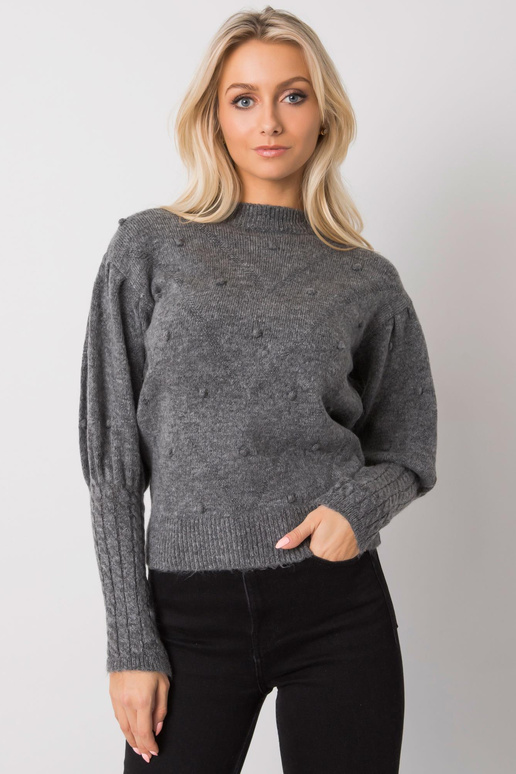 Tmavě šedý svetr s ozdobnými rukávy...