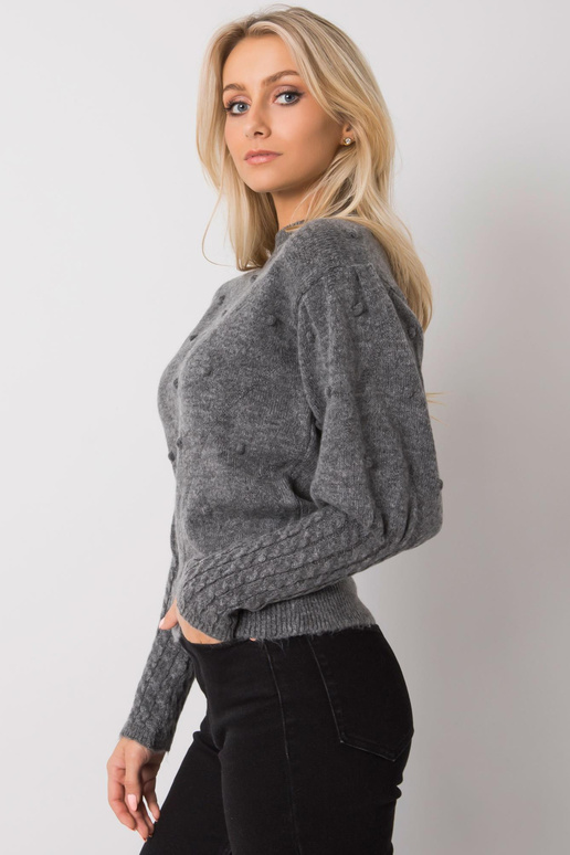 Tmavě šedý svetr s ozdobnými rukávy...