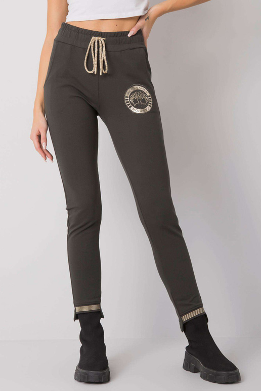 Tmavé khaki tepláky s potiskem Myrtle Tmavé khaki tepláky s potiskem Myrtle