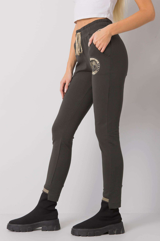 Tmavé khaki tepláky s potiskem Myrtle Tmavé khaki tepláky s potiskem Myrtle