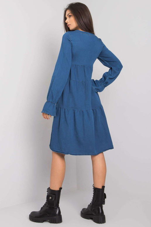 Tmavě modré volánové dámské šaty...