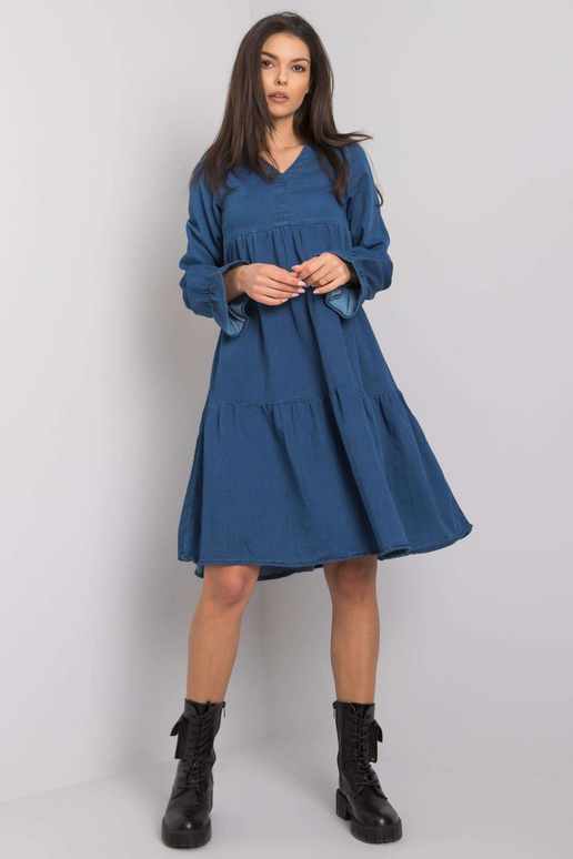 Tmavě modré volánové dámské šaty...