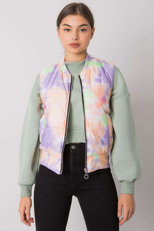 Oranžovo-fialová prošívaná vesta...