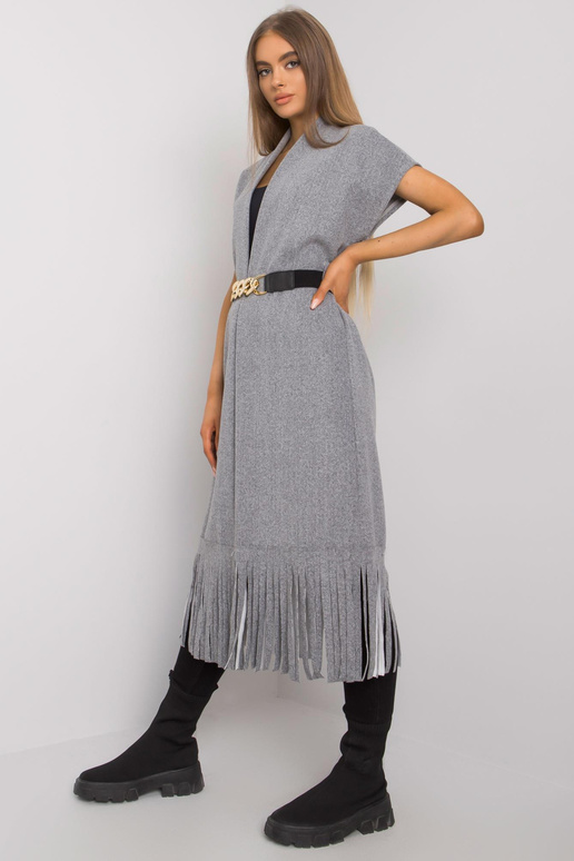 Šedý melanžový přehoz s třásněmi Forla