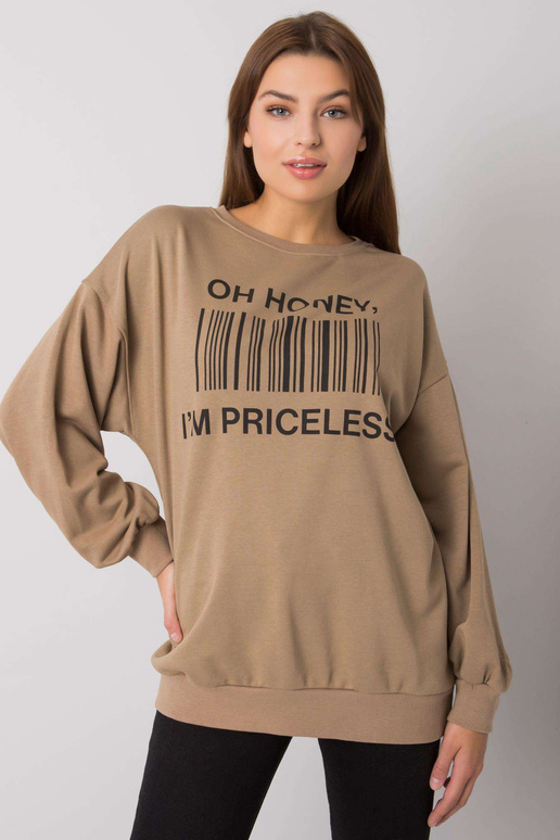 Tmavě béžová mikina s potiskem Basile