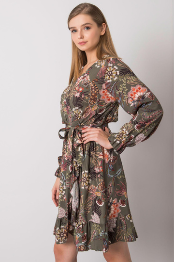 Khaki šaty s výstřihem do V...