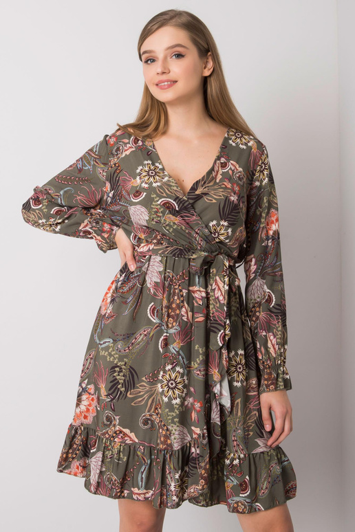 Khaki šaty s výstřihem do V Agnes OCH...