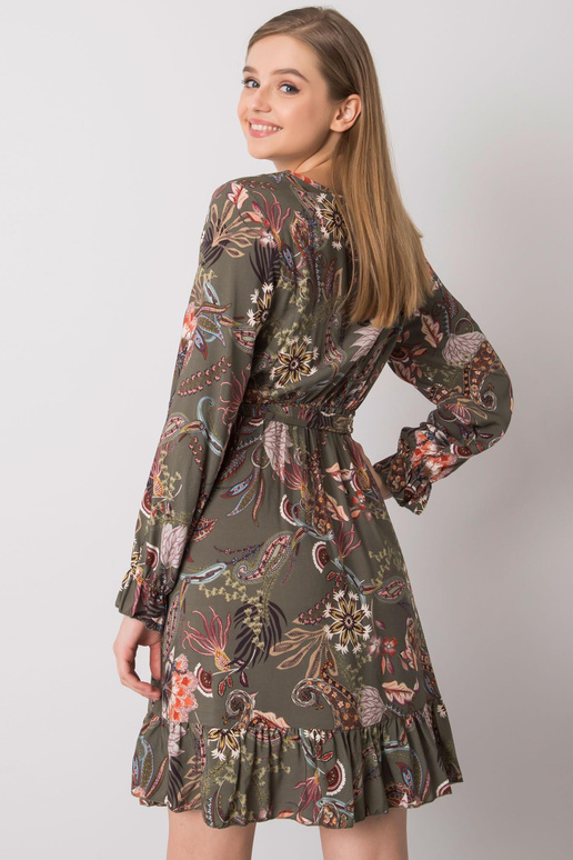 Khaki šaty s výstřihem do V Agnes OCH...