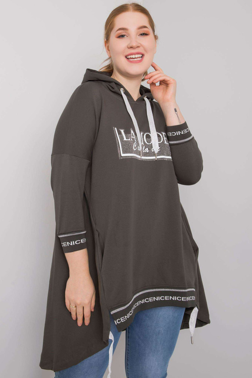 Tmavá khaki mikina s nášivkou Belina