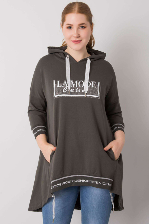 Tmavá khaki mikina s nášivkou Belina