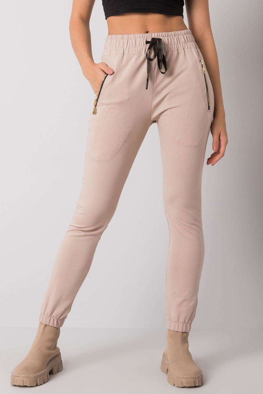 Světle béžové tepláky s kapsami Shadia