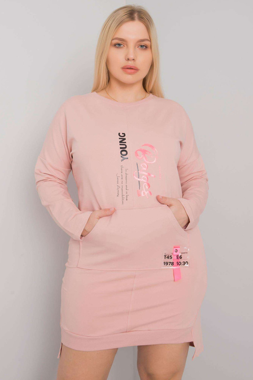 Akira Plus Size Dirty Pink Mikinové šaty