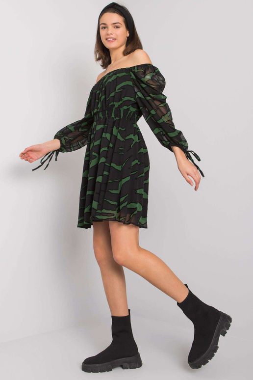 Černozelené španělské šaty s potisky...