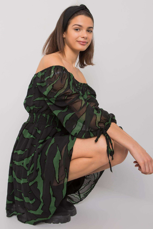 Černozelené španělské šaty s potisky...