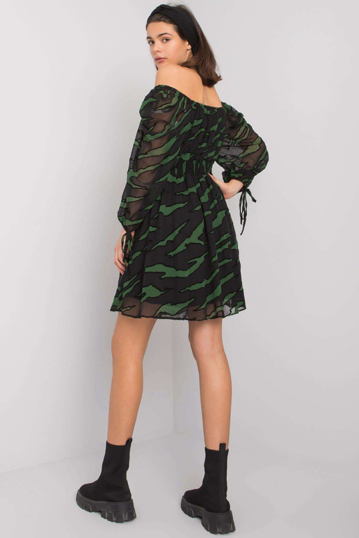 Černozelené španělské šaty s potisky...