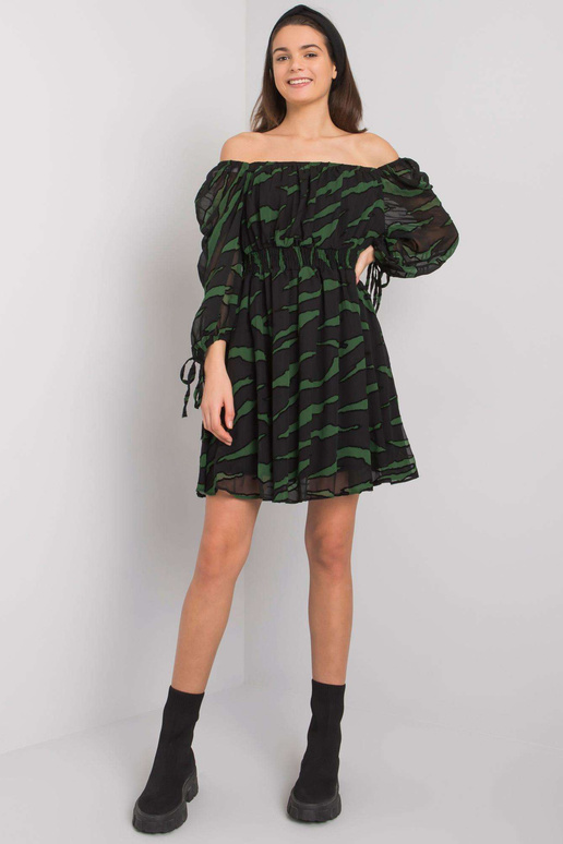 Černozelené španělské šaty s potisky...