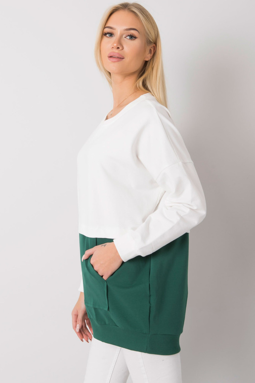 Ecru-tmavě zelená klokaní mikina...