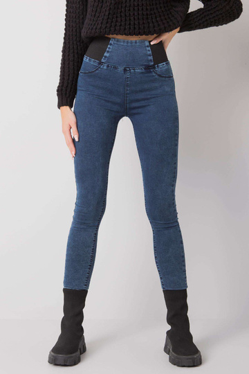 Modré jeggings s vysokým...