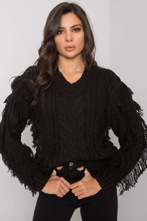 Černý svetr s copánky Oregon RUE PARIS