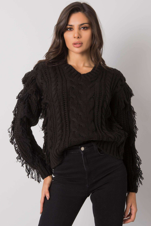 Černý svetr s copánky Oregon RUE PARIS