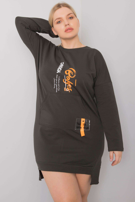 Tmavé khaki mikinové šaty velké...