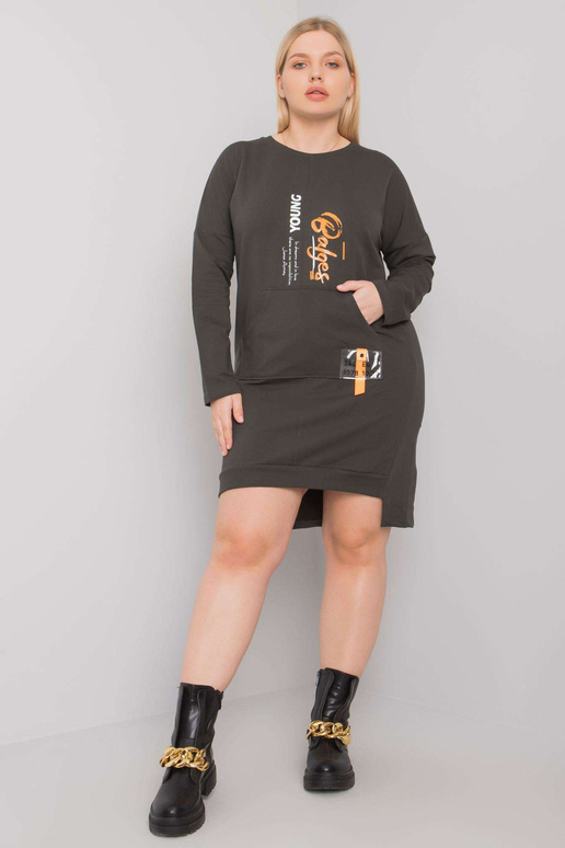 Tmavé khaki mikinové šaty velké...