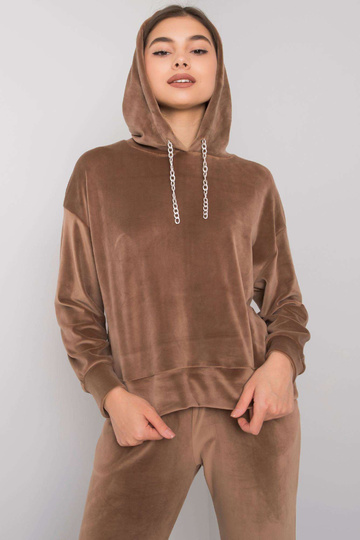 Tmavě béžový velurový set s... 2