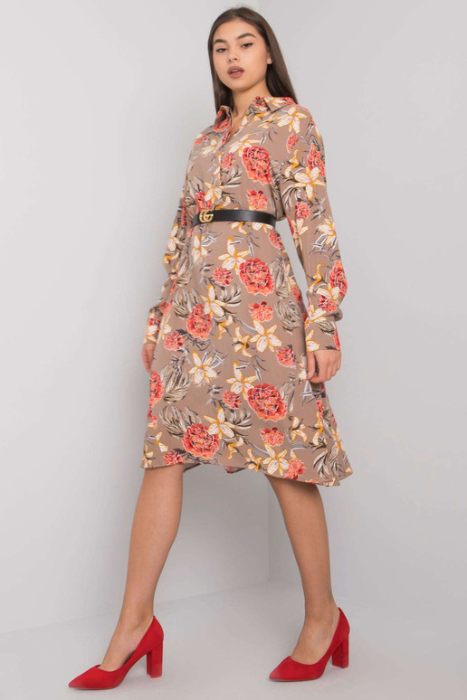 Tmavě béžové vzorované šaty od...