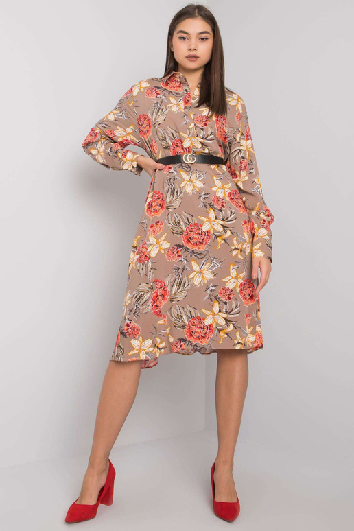 Tmavě béžové vzorované šaty od...