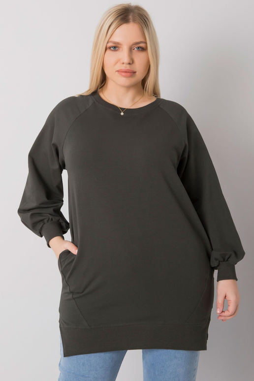 Tmavě khaki hladká mikina velikosti...