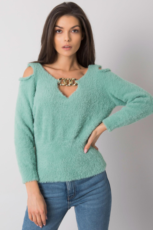 Zelený vystřihovaný svetr Leandre RUE...