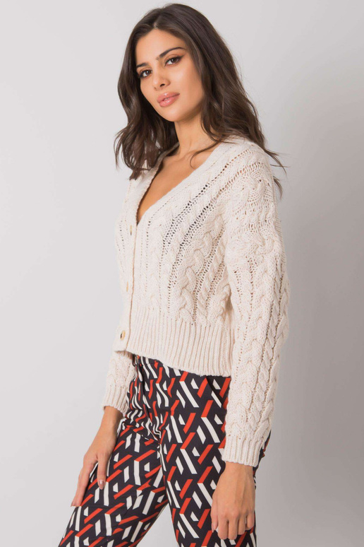 Béžový svetr na knoflíky s copánky...