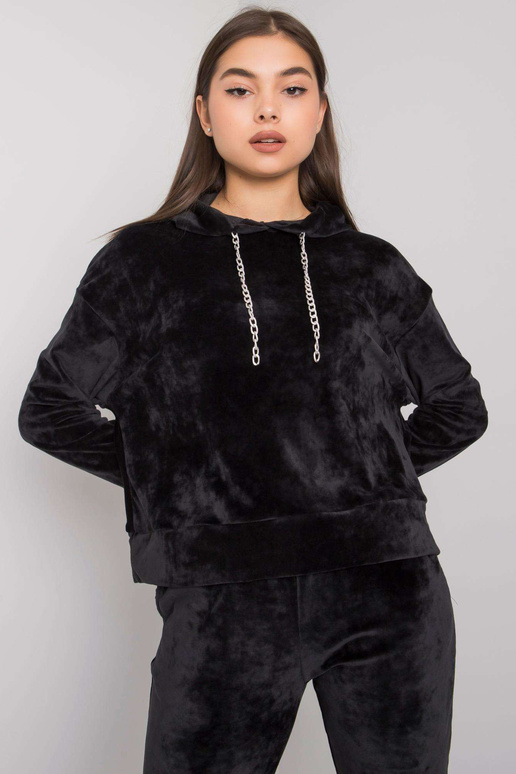 Černý velurový set s kalhotami Chanya