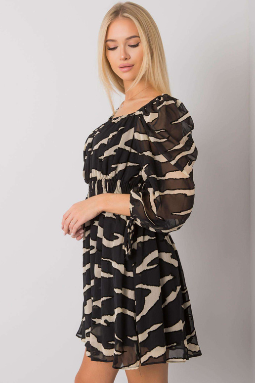 Černé ecru španělské šaty s potisky...