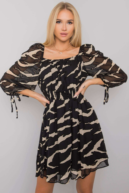 Černé ecru španělské šaty s potisky...