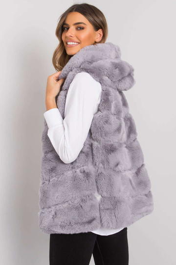 Šedá kožešinová vesta s...