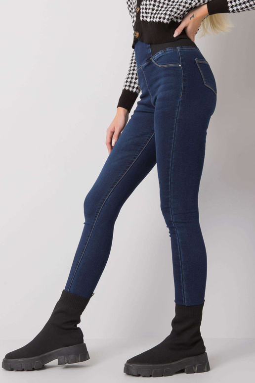 Tmavě modré jeggings s vysokým pasem...